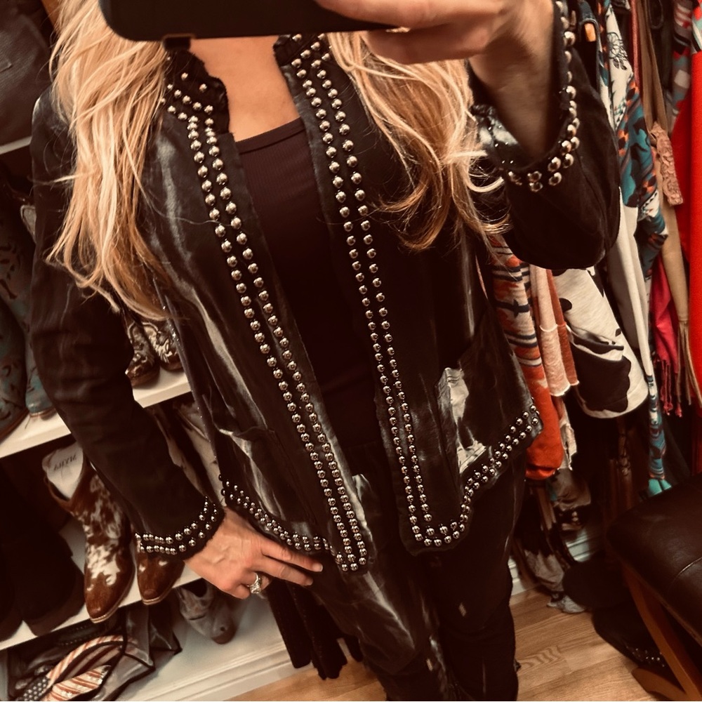 Vocal Black Tie Dye Studded Jacket and sweat pants sweat suit - Women - Picture 4 of 8